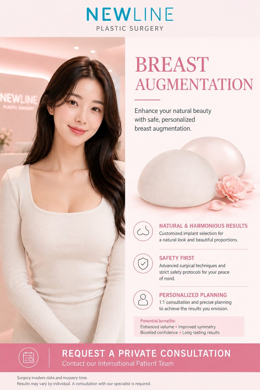 Breast surgery at Newline Clinic, Busan